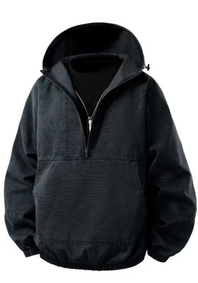 Washed Anorak Jacket — Black